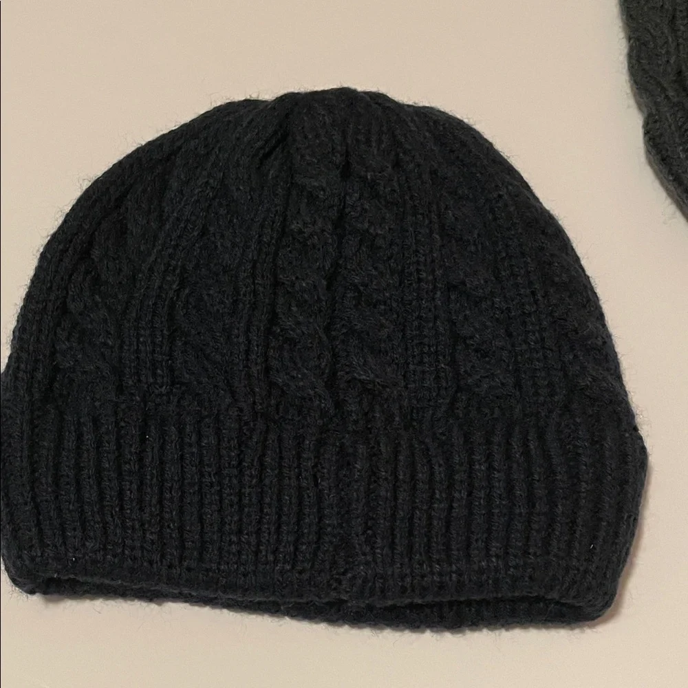 Hudson Baby Cable Knit Beanie Trio Navy Black & Gray Knitted Caps Infant Toddler